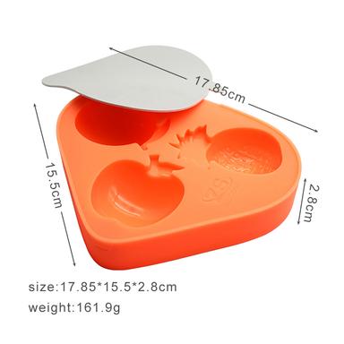 3 grid fruit shape silicone ice tray size