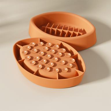 oval shape silicone slow feeder bowl for pet