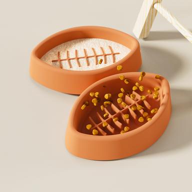 oval shape silicone slow feeder bowl for pet