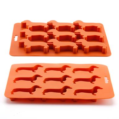 dachshund shape silicone ice tray mold orange