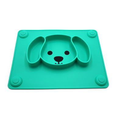 Dog Silicone Baby Plate green