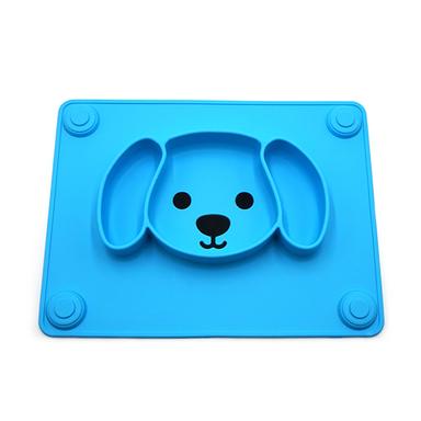 Dog Silicone Baby Plate blue