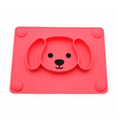 Dog Silicone Baby Plate red