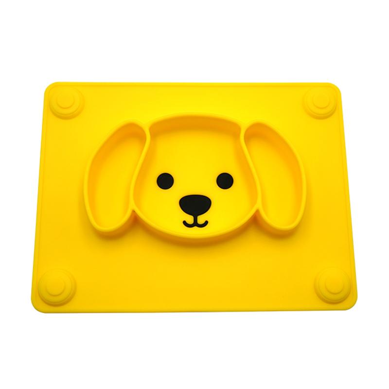 Dog Silicone Baby Plate yellow