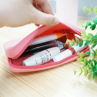pink silicone cosmetic bag