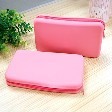 pink silicone cosmetic bag