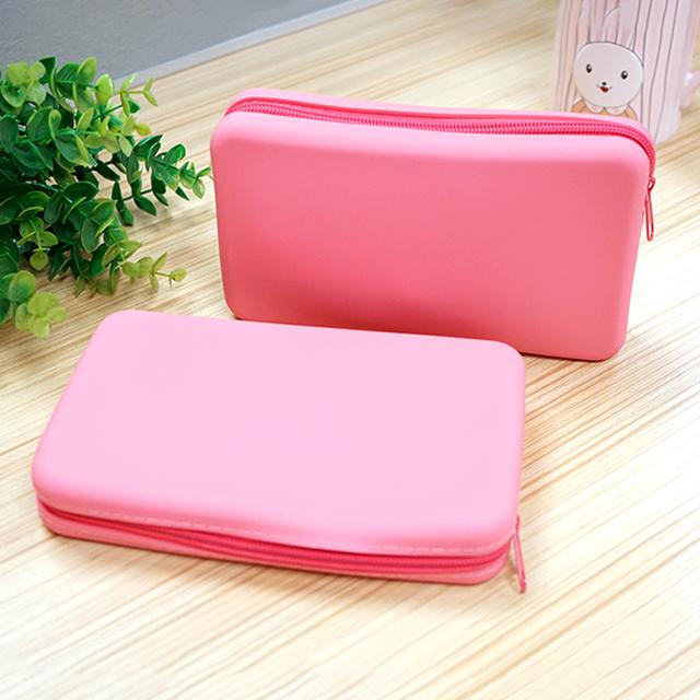 image of pink silicone cosmetic bag
