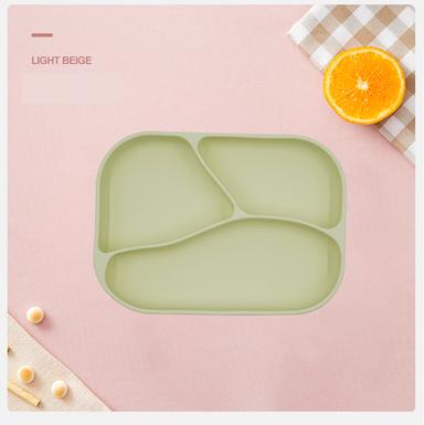 rectangle silicone baby plate beige