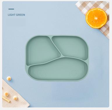 rectangle silicone baby plate green