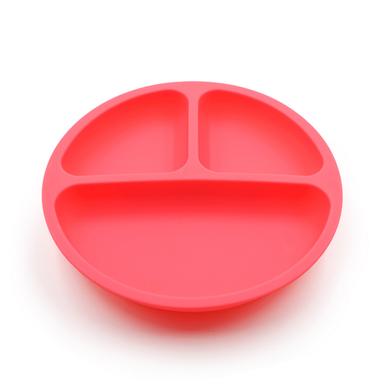 round silicone baby plate red