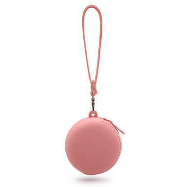 silicone baby pacifier case with rope pink