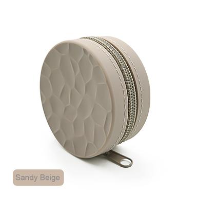 silicone earbud case zipper pouch beige