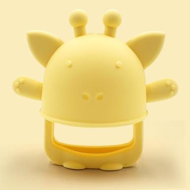 silicone teething mitten for baby yellow