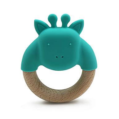 silicone wood teether for baby