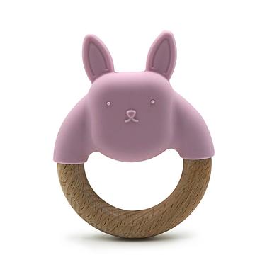 silicone wood teether for baby