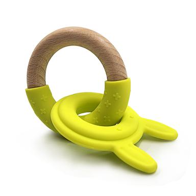 silicone wood teether for baby