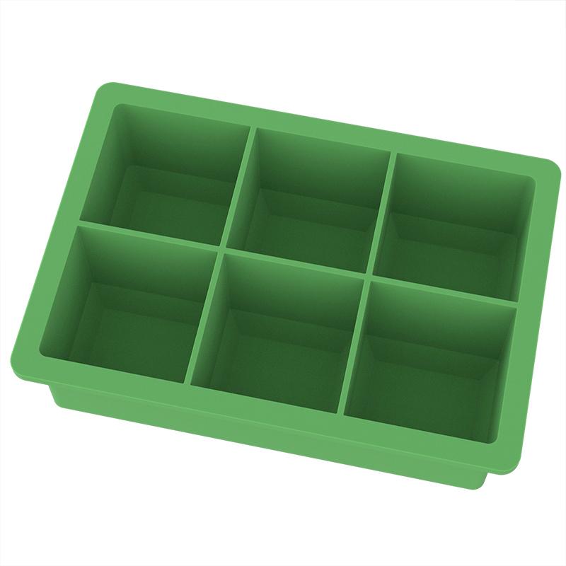 six cell silicone ice cube tray green