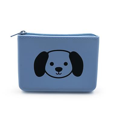 square silicone coin purse zipper bag blue