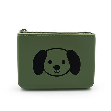 square silicone coin purse zipper bag green