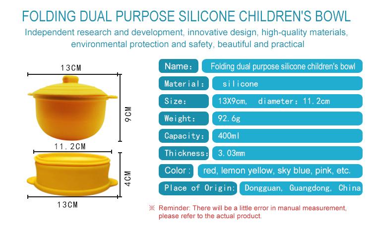 Foldable Silicone Baby Bowl parameters