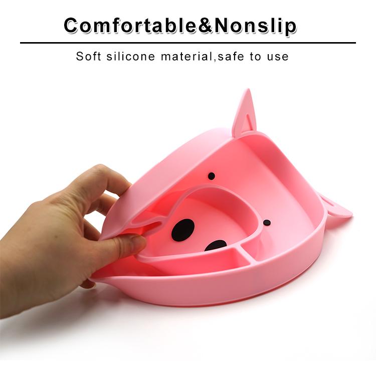 pig silicone baby plate