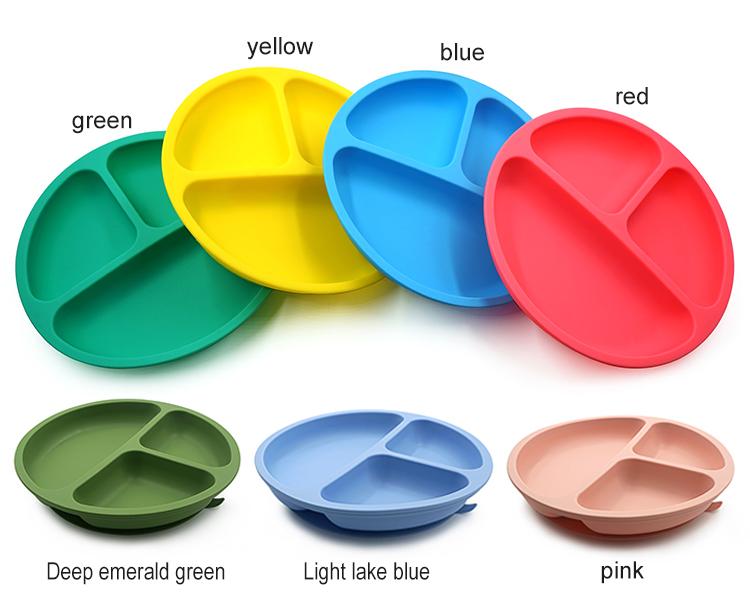 round silicone baby plate color