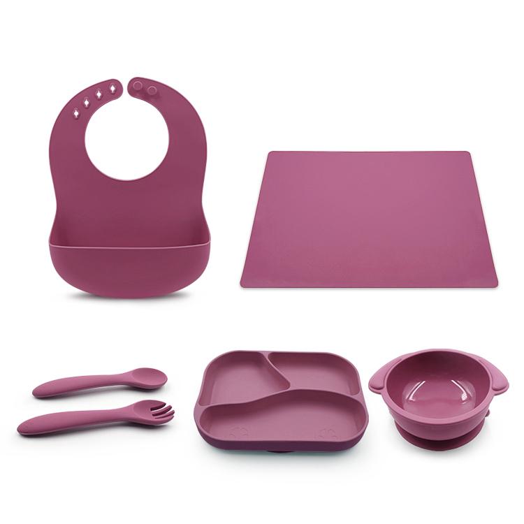 silicone baby feedint set red