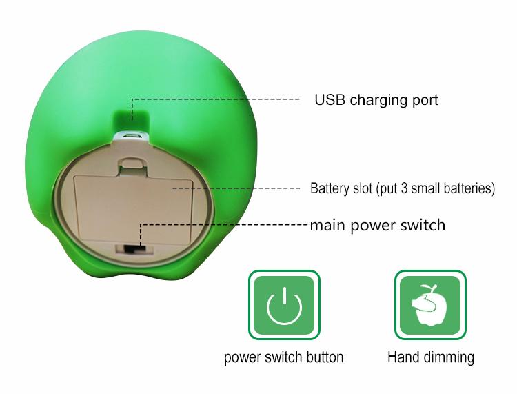 apple shape silicone night light battery