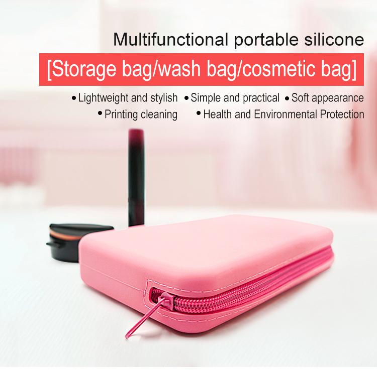 pink silicone cosmetic bag