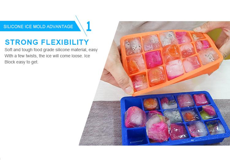 15 cavity silicone ice cube tray