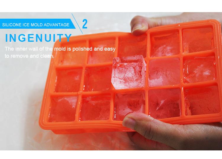 15 cavity silicone ice cube tray