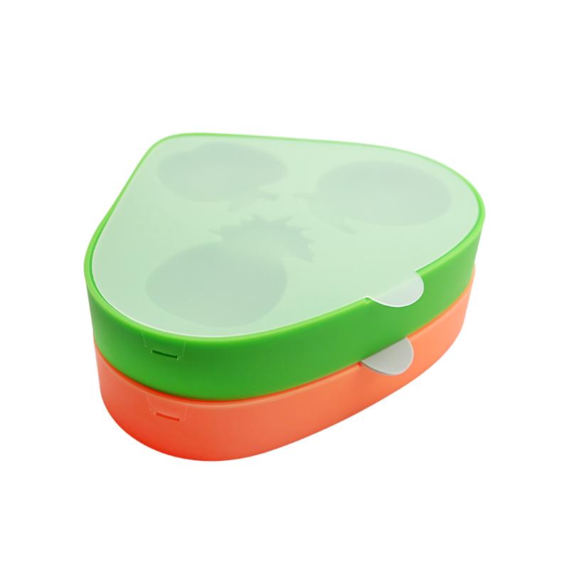 3 grid fruit shape silicone ice tray