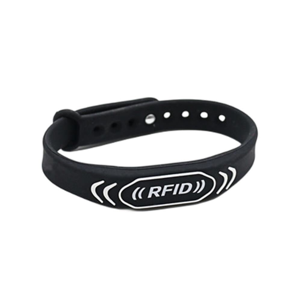 rewritable waterproof adjustable bracelet silicone RFID wristband black