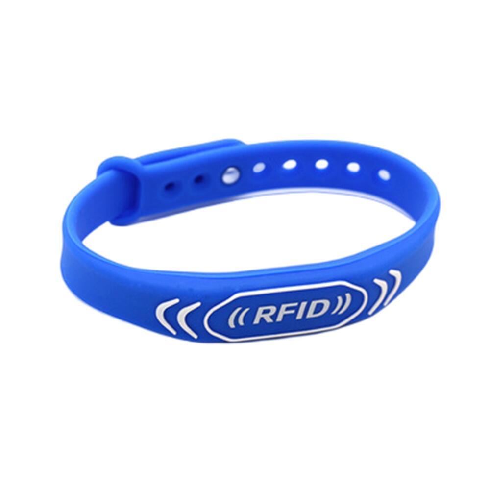 rewritable waterproof adjustable bracelet silicone RFID wristband blue