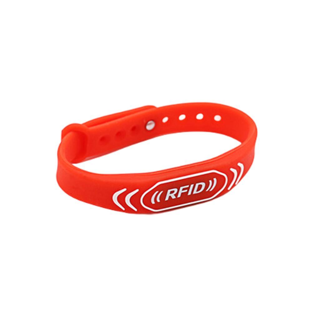 rewritable waterproof adjustable bracelet silicone RFID wristband red