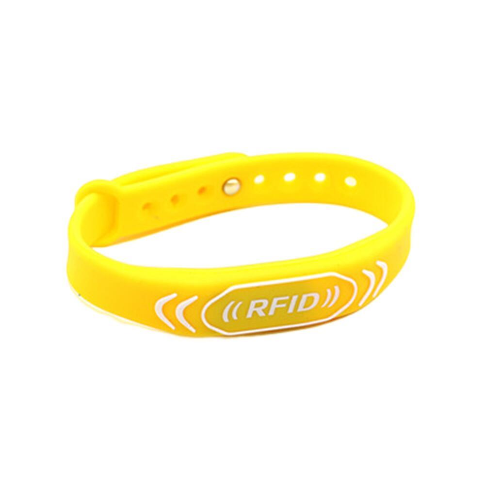rewritable waterproof adjustable bracelet silicone RFID wristband yellow
