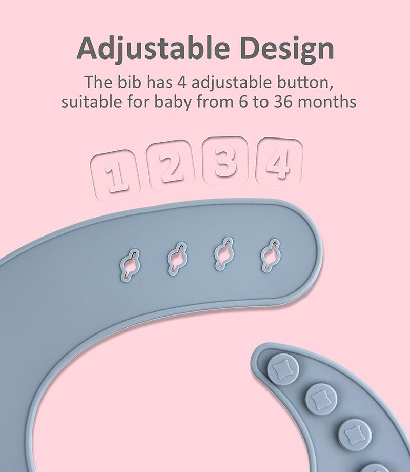 solid color silicone baby bib adjustable