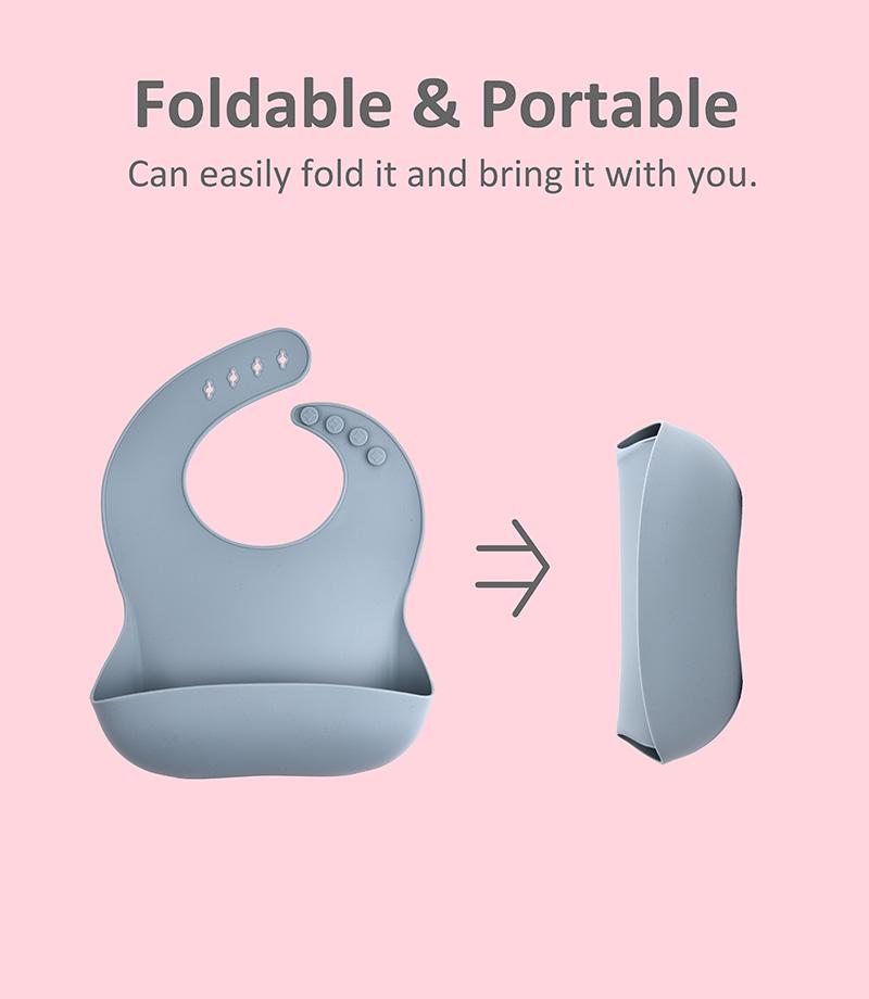 solid color silicone baby bib portable