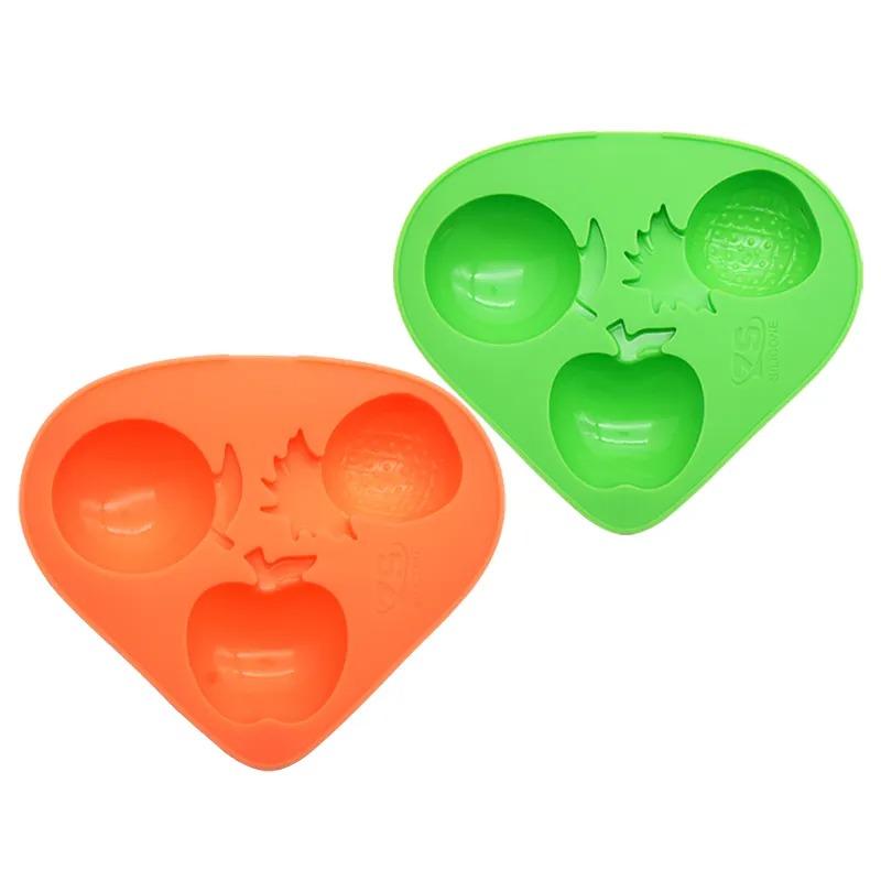 3 grid fruit shape silicone ice tray