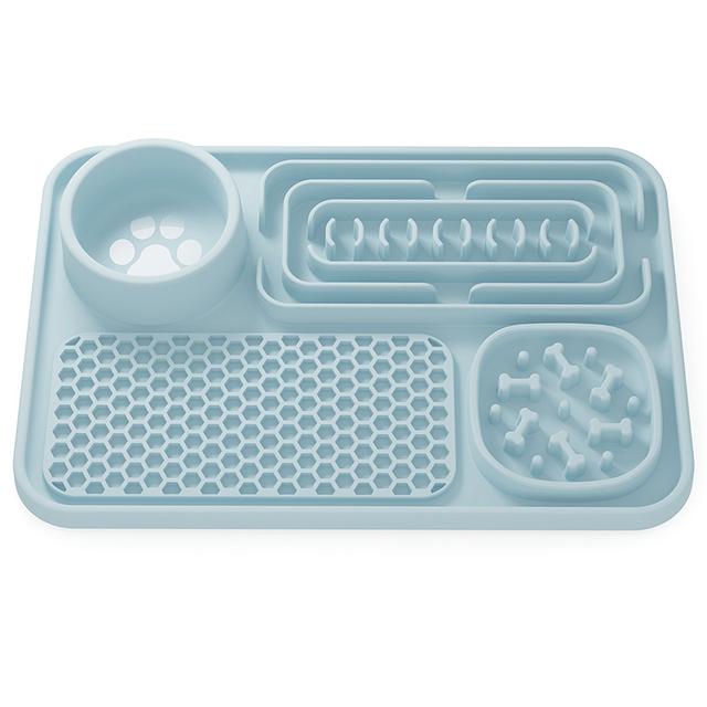 image of Rectangle Silicone Slow Feeder Licking Mat for Dog with Suction Cup