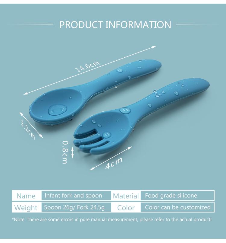 silicone spoon and fork set for baby size