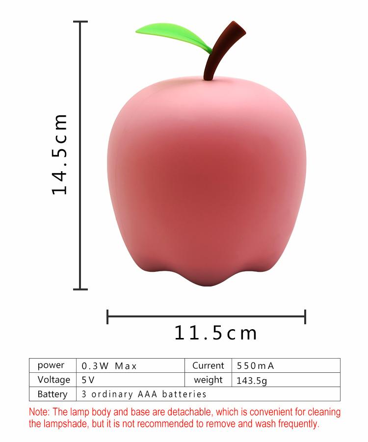 apple shape silicone night light parameter