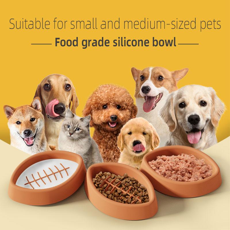 american football shape silicone dog bowl