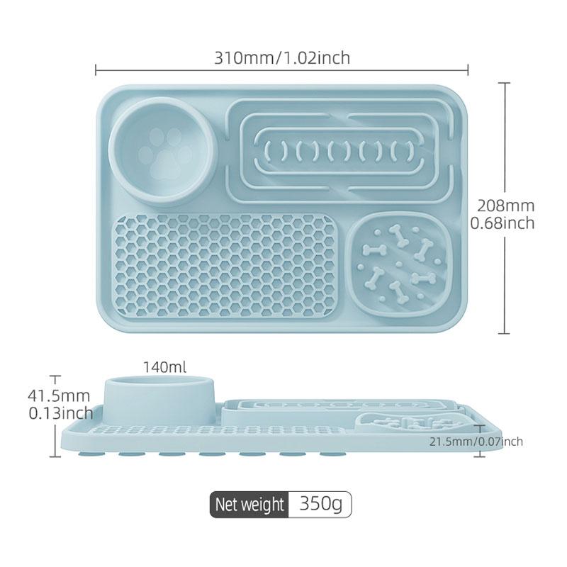 rectangle silicone divided feeding plate for pet size