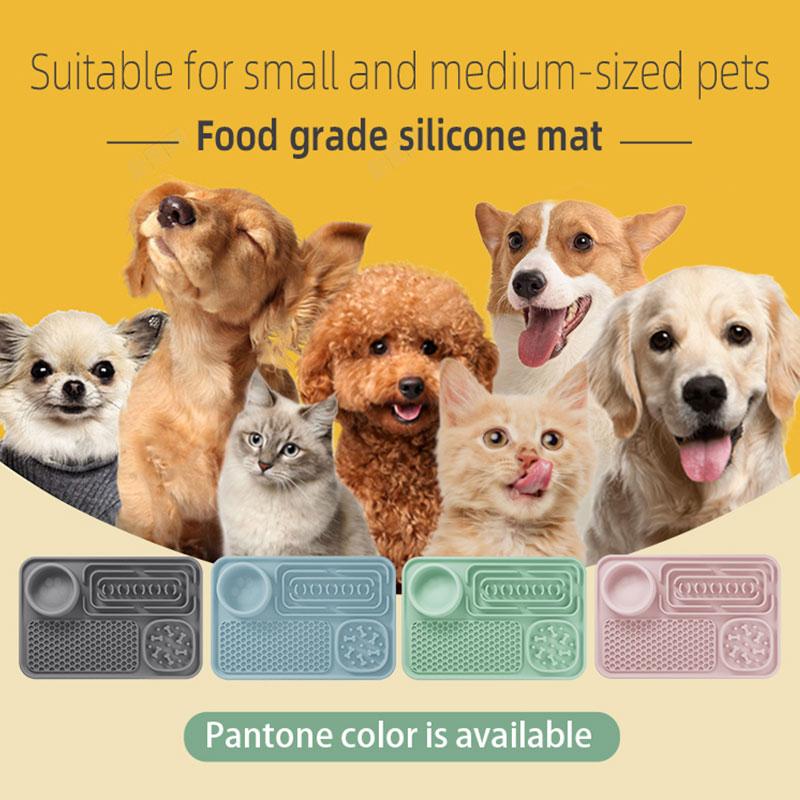 rectangle silicone divided feeding plate for pet