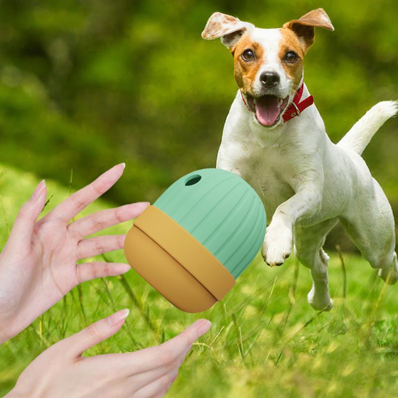 round interactive silicone treat dispensing dog toy