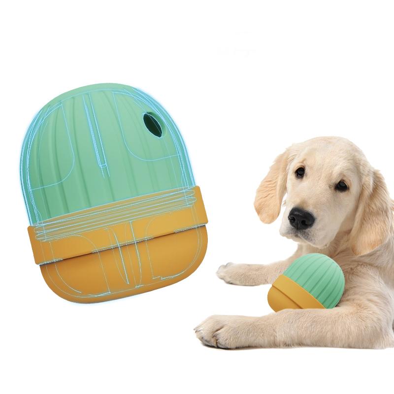 round interactive silicone treat dispensing dog toy