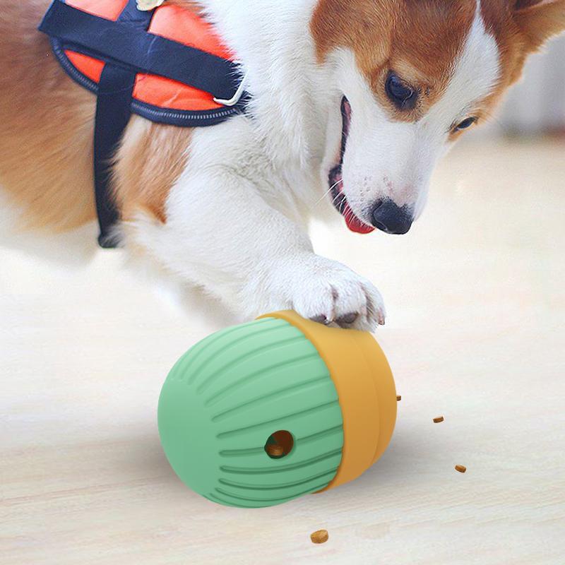 round interactive silicone treat dispensing dog toy