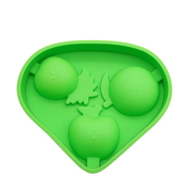 3 grid fruit shape silicone ice tray