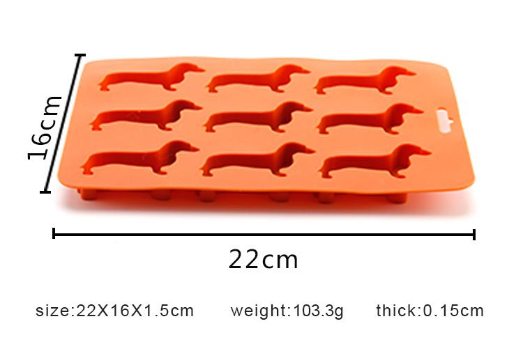 dachshund shape silicone ice tray mold size